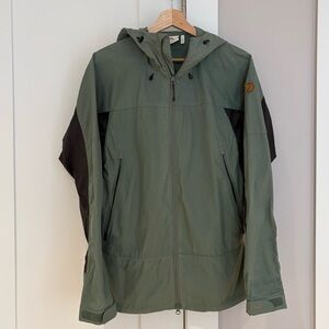Fjallraven Green Hooded Windbreaker with Black Accents